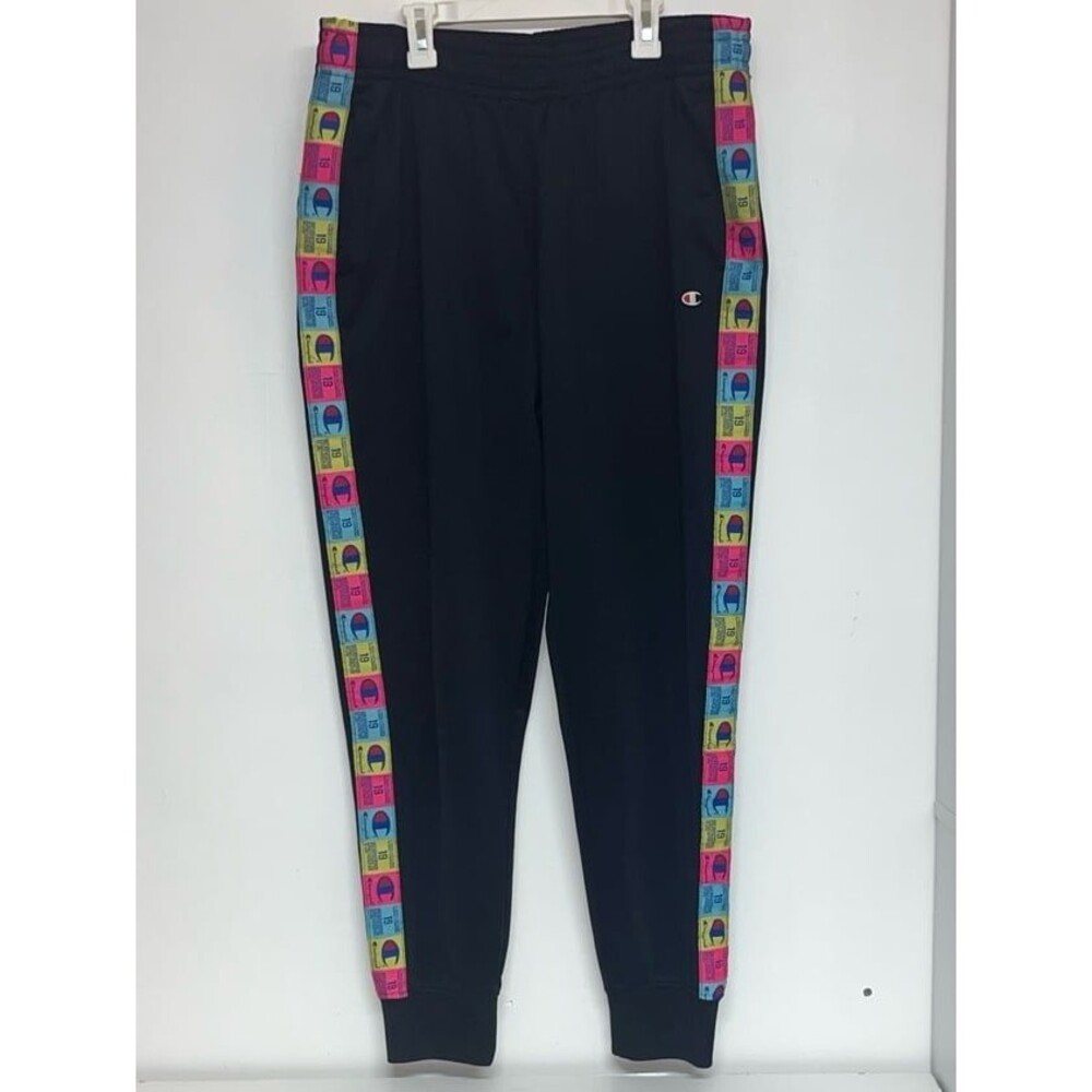 Y2K Champion Women’s Neon Side Panel Black Joggers Sz XL #y2k #90’s #neon